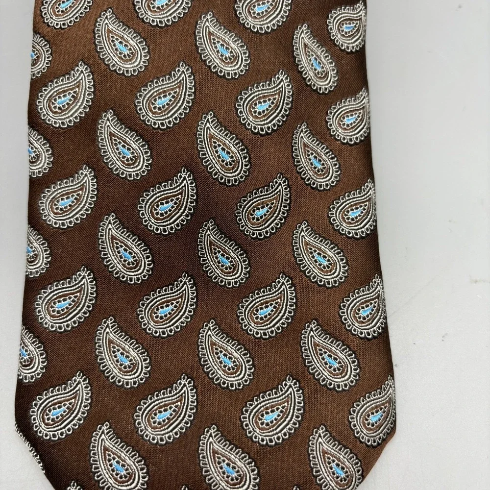 Ernenegildo Zegna‎ Brown/Blue Paisley 100% Seta Silk Made in Italy Business 59